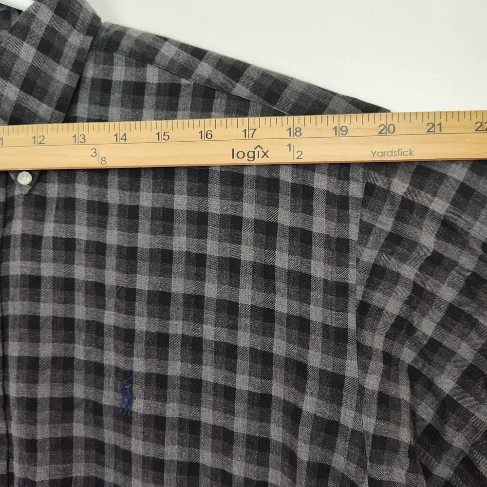 Polo Ralph‎ Lauren Button-Up Shirt Men's M Black/Gray Plaid Blake Long Sleeves